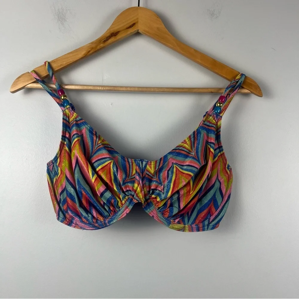 PRIMADONNA Kea Interlocking Bikini top in rainbow paradise size 32G